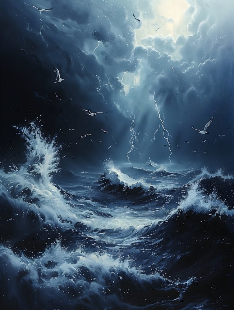 Stürmische See, Bichromatisch, Surrealismus, Impressionismus 1