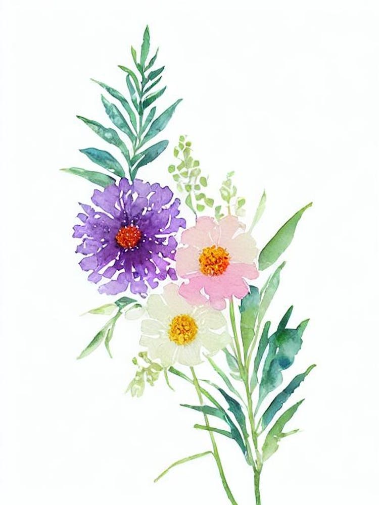 Queen Anne’S Lace Watercolour Flower
