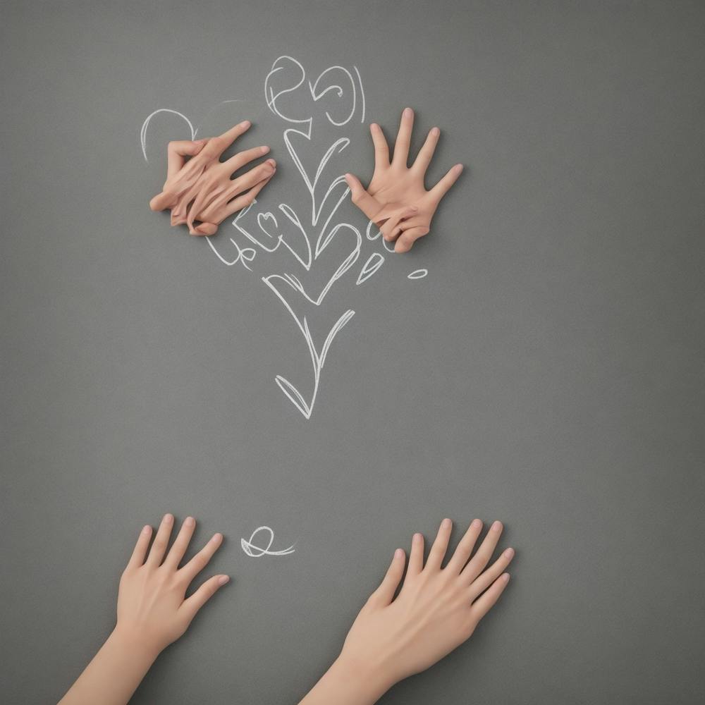 Drawing Hands On Chalkboard