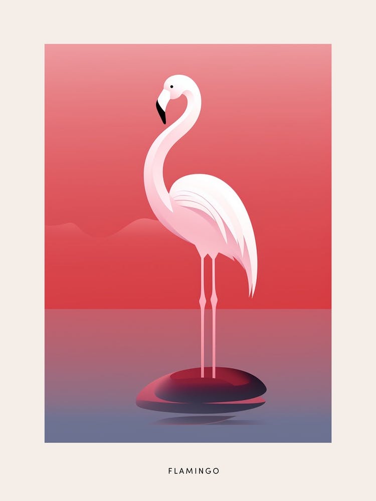 Minimalist Flamingo 3 Bird Poster