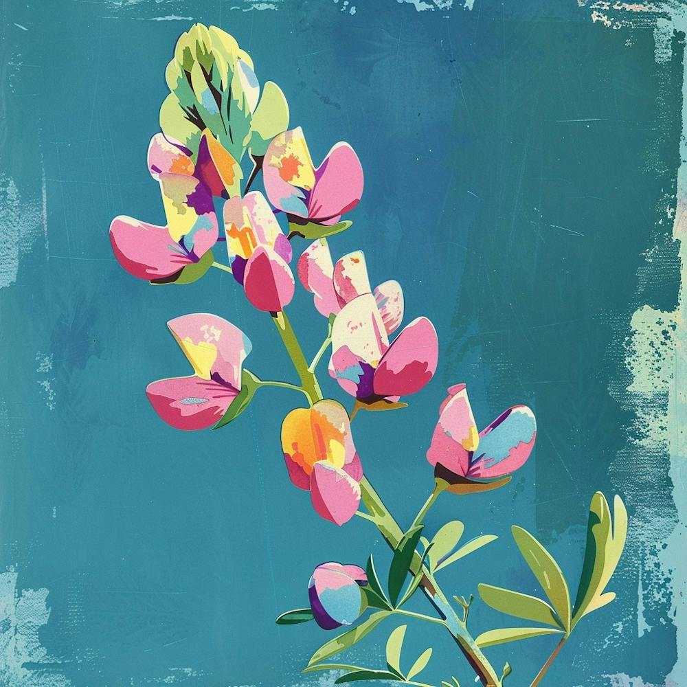 Bluebonnet 2 Square Flower Illustration