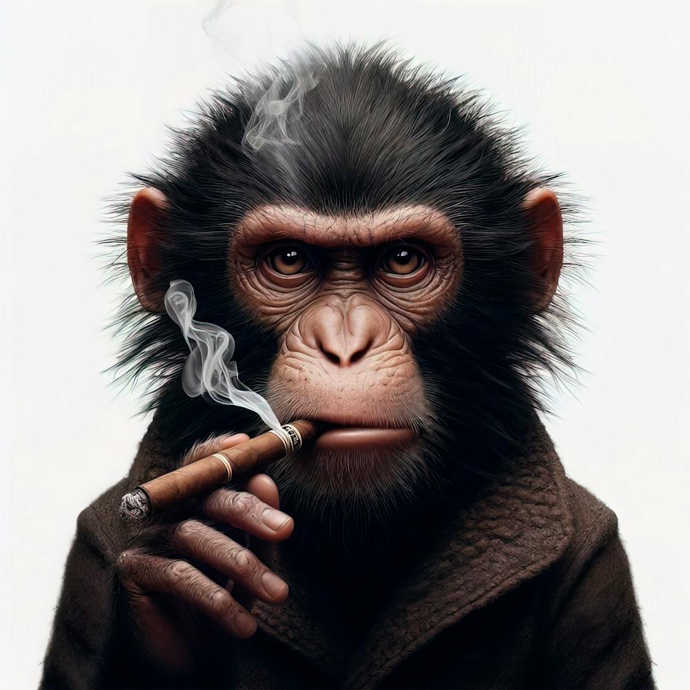 Chimpanzee Smoking A Cigar