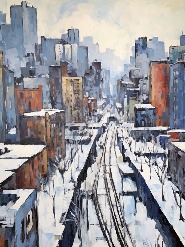 Winter City Park Painting High Line Park New York City 5