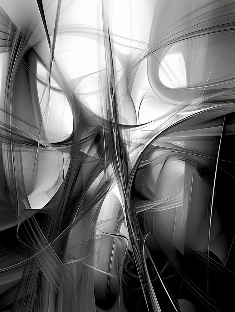 Quantum Entanglement Abstract Black And White 4