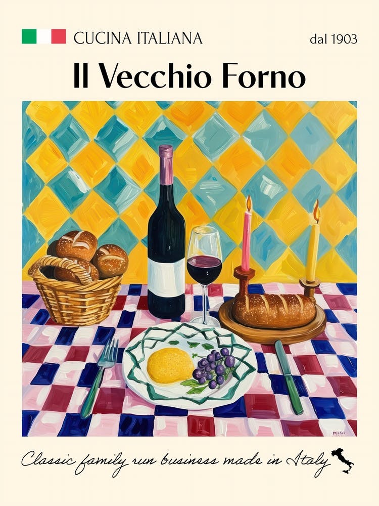 Il Vecchio Forno Trattoria Italian Poster Food Kitchen