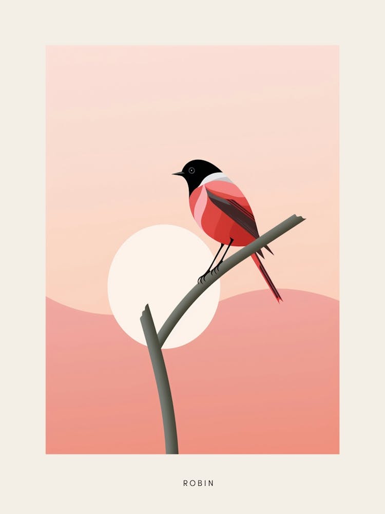Minimalist Robin 1 Bird Poster