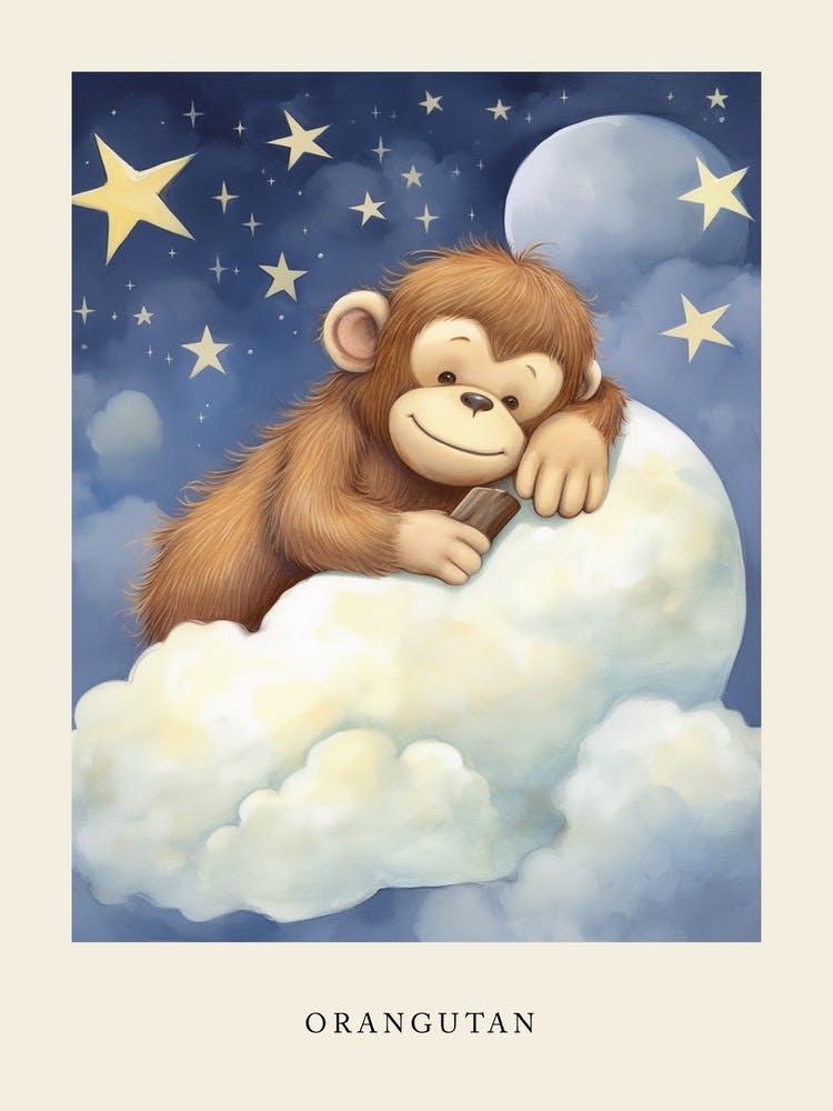 Sleeping Baby Orangutan Nursery Poster