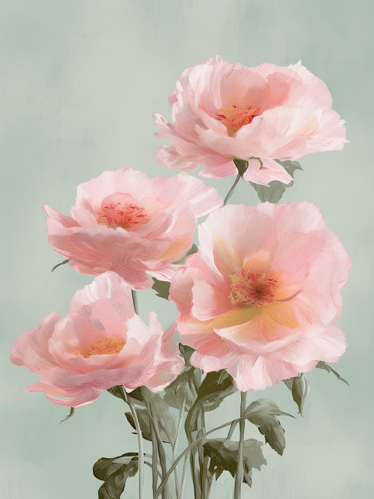 Roses Flowers Acrylic Painting In Pastel Colours 2