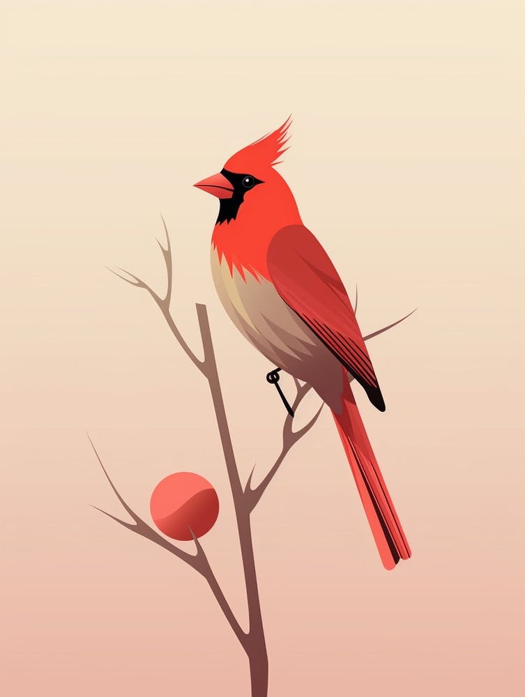 Minimalist Northern Cardinal 2 Illustration