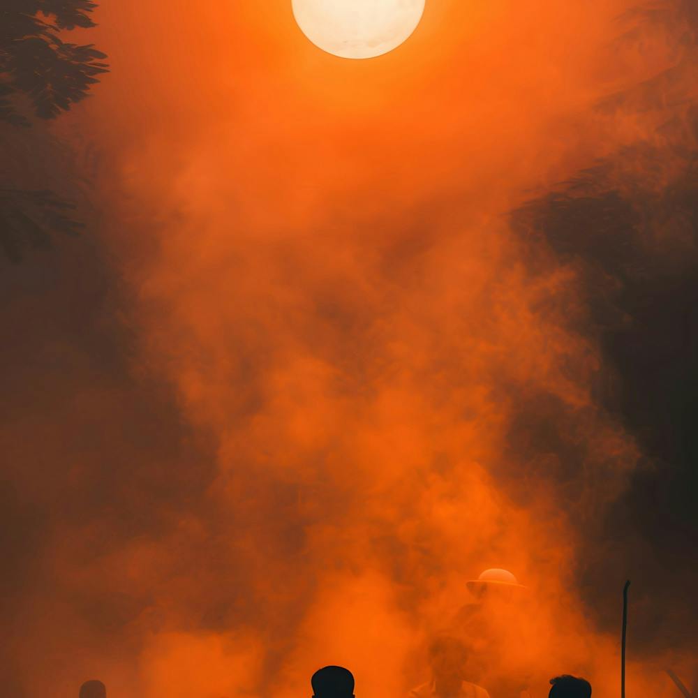 Silhouette Of People At Sunrise