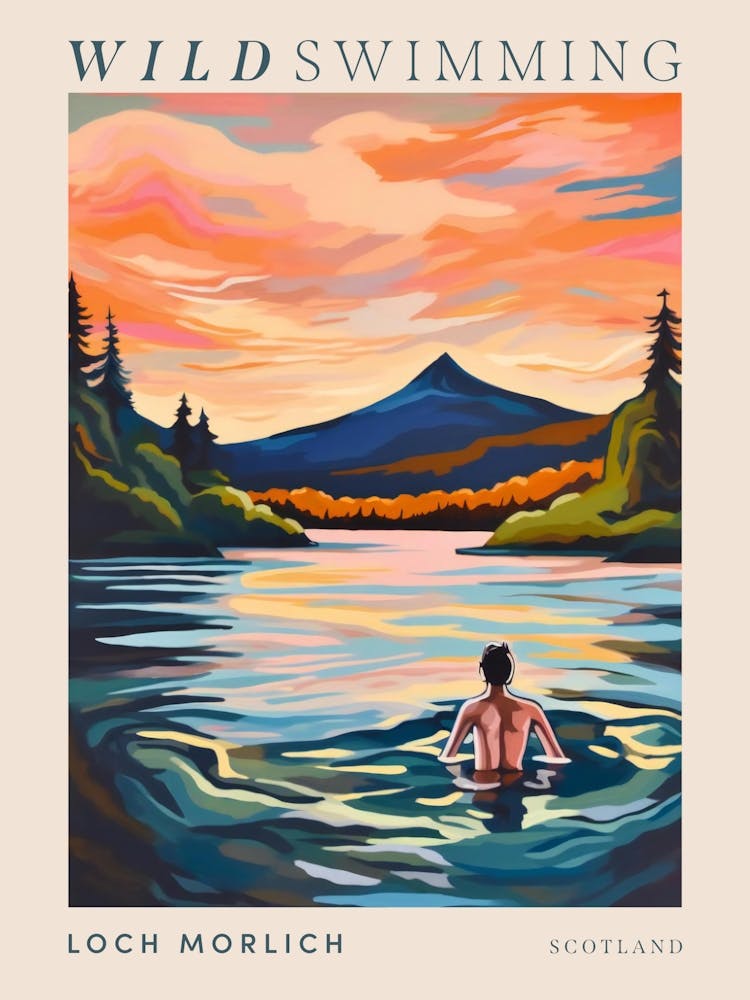 Wild Swimming At Loch Morlich Scotland 2 Poster
