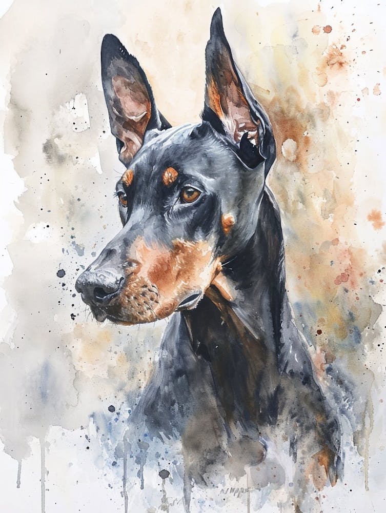 Doberman Pinscher Watercolor Painting 3