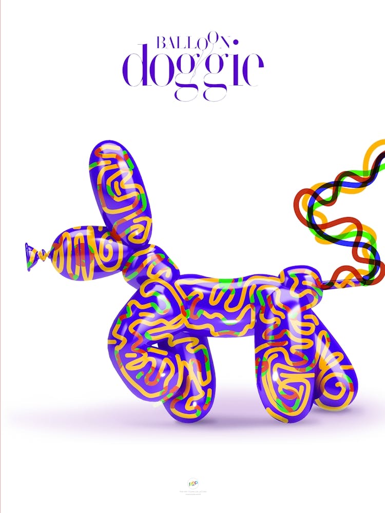 BALLOON DOGGIES TANGLE| Digital art | Pop Art World 2025 This character was invented by someone who played with making figures with balloons. Suddenly, in his skillful hands appeared this little dog, today baptized by Pop Art World as Balloon Doggie. This
