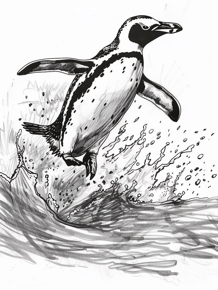 Königspinguin springt aus dem Wasser 2