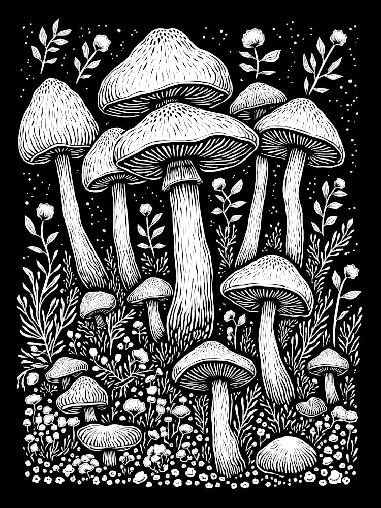 Mushrooms In The Forest