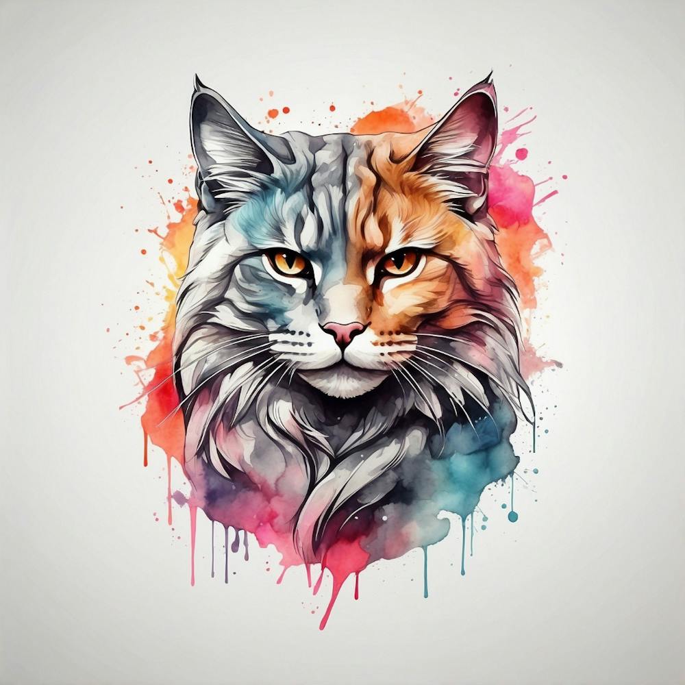 Watercolor Cat Illustration