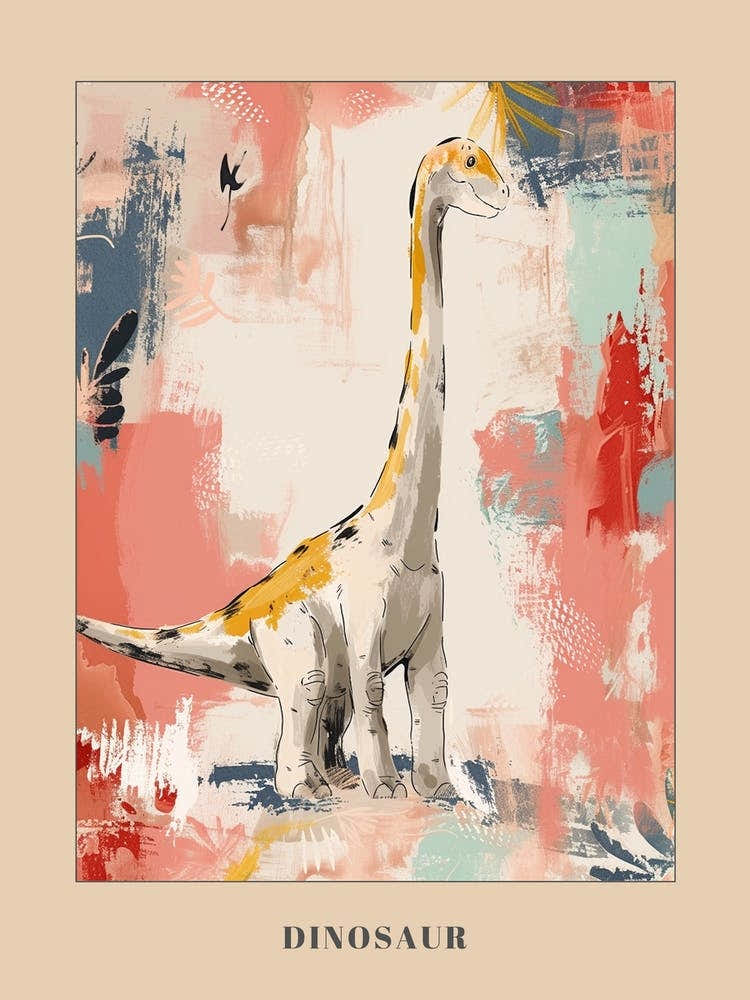 Cute Dinosaur Impasto Pastel Painting 2 Poster