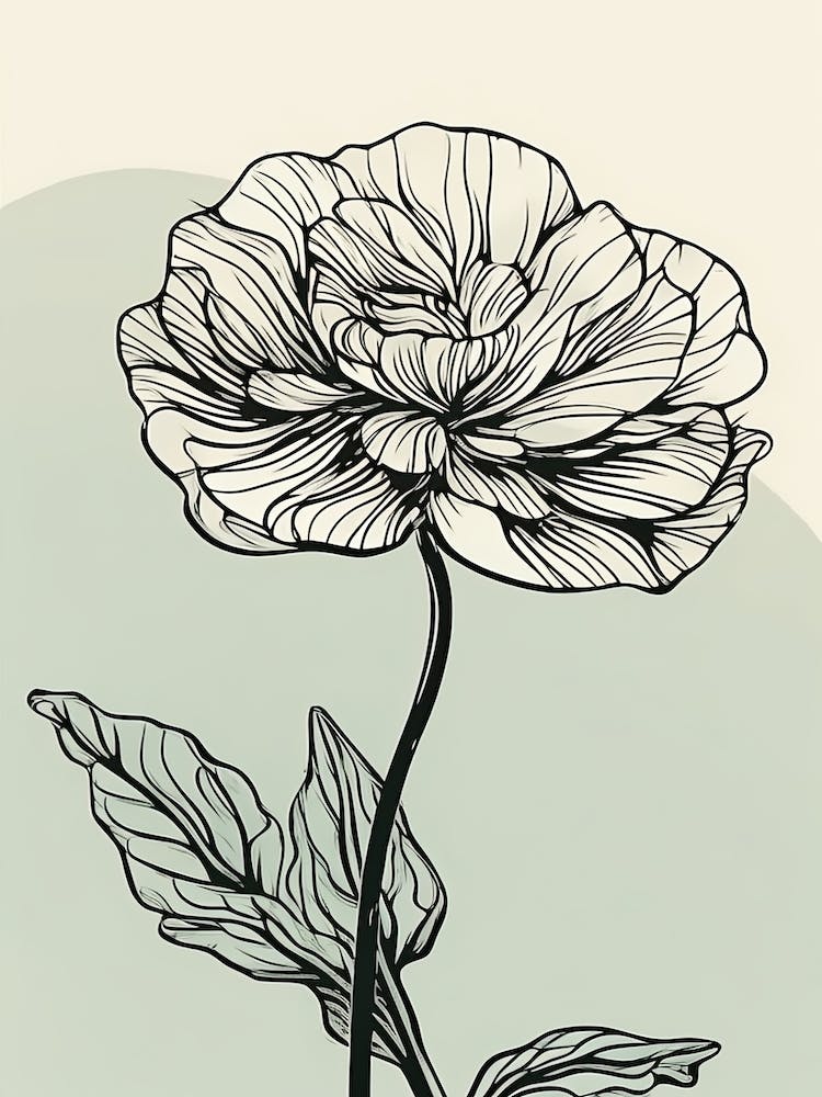 Linienkunst Ringelblumen Illustration Neutral 15