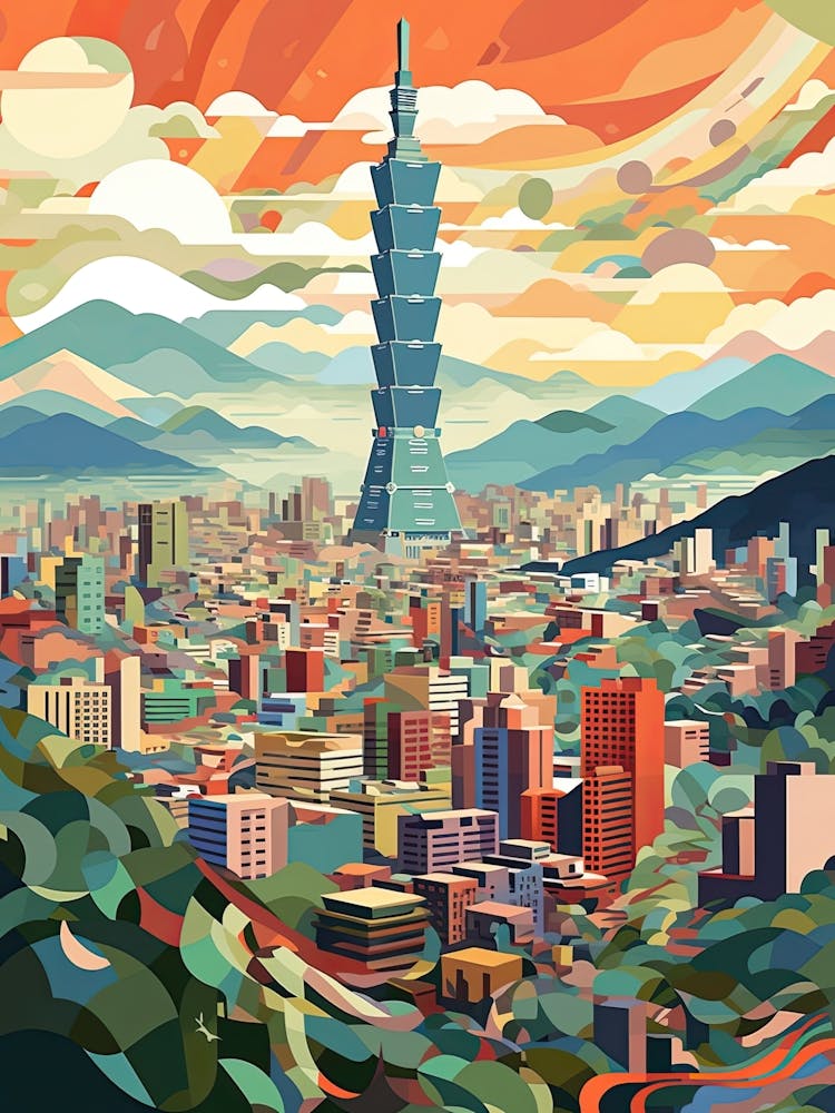 Taipei,Taiwan, Geometric Illustration 1