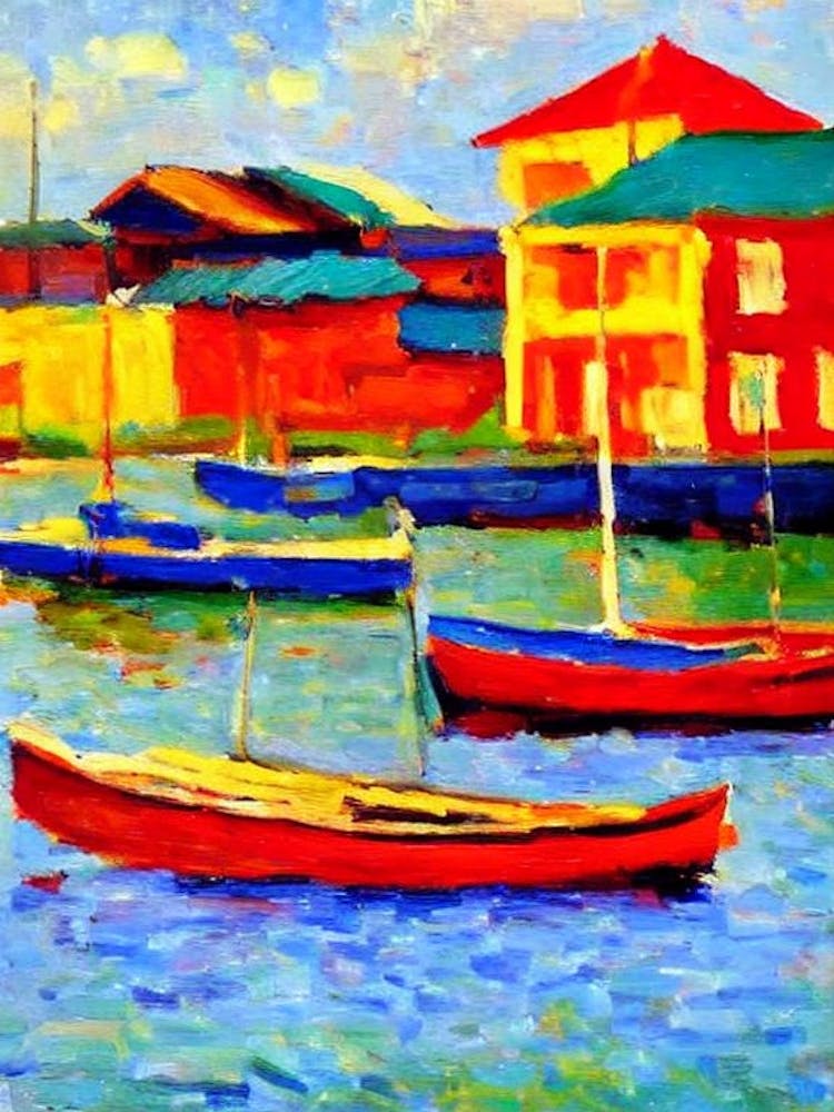 Port Of Paramaribo Suriname Brushwork Painting harbour