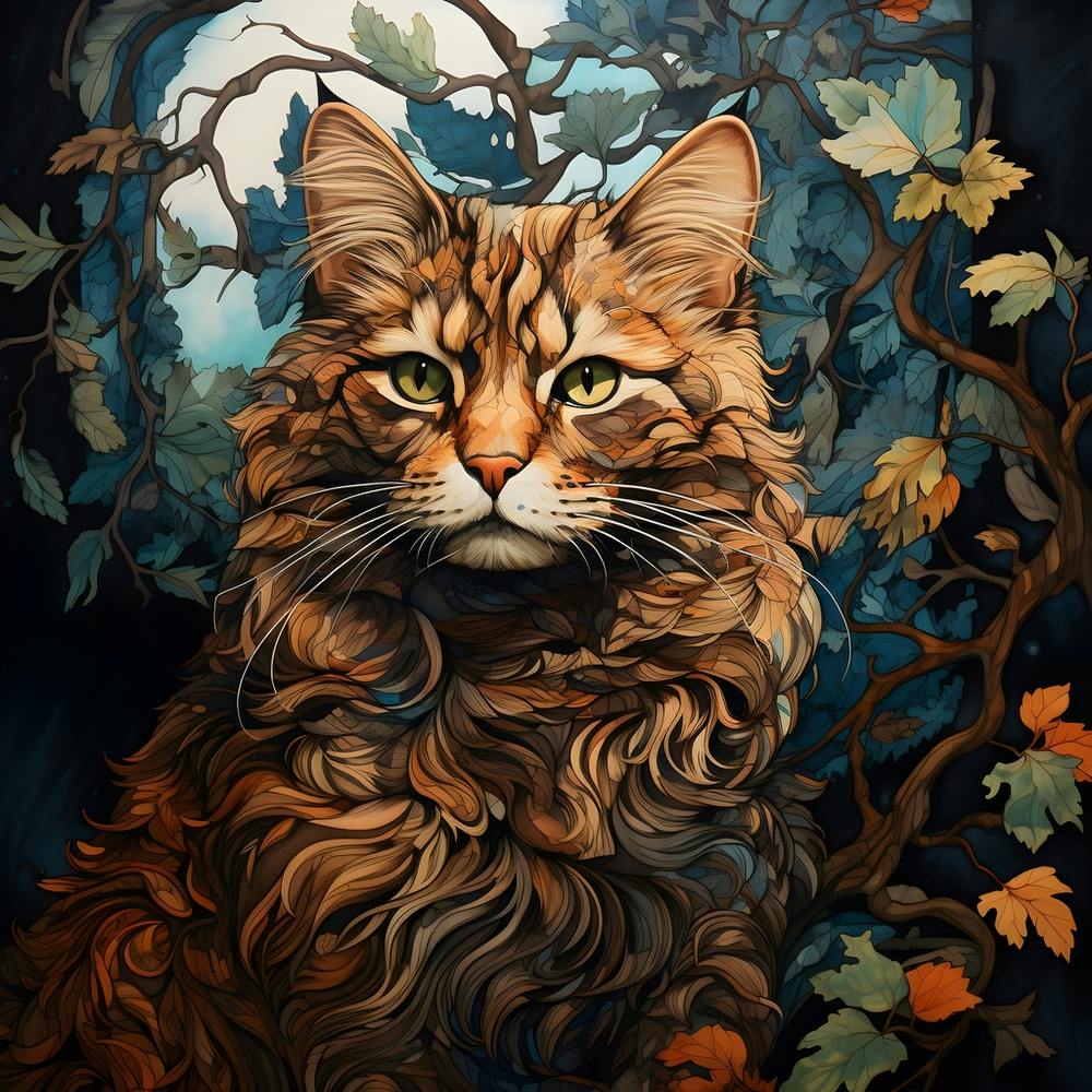 Contemporary Floral Cat 12