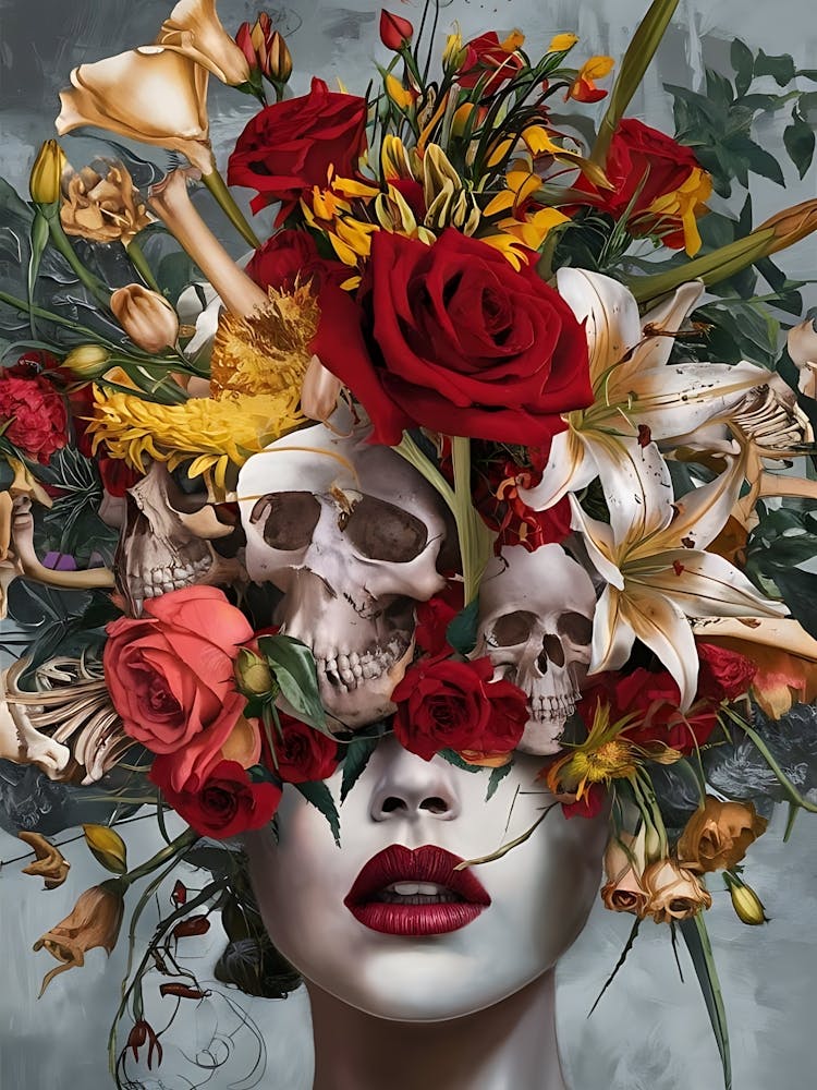 Skulls And Flowers