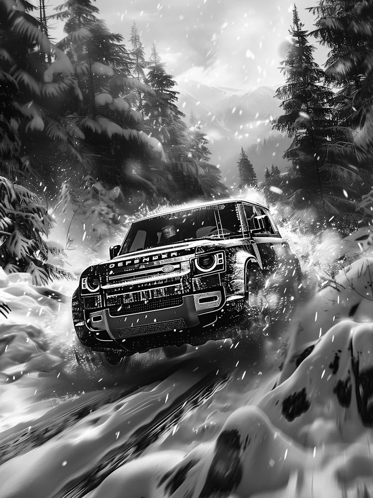 Land Rover Defender In The Snow