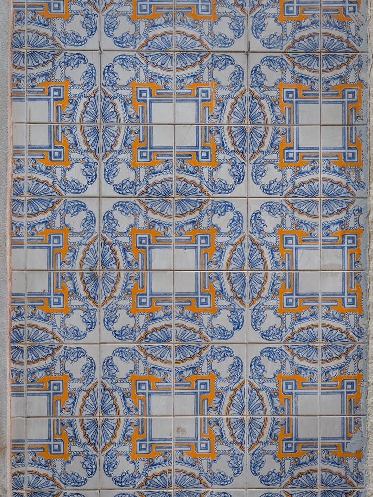 Alfama Lisbon Wall Art Portuguese Mosaic Blue