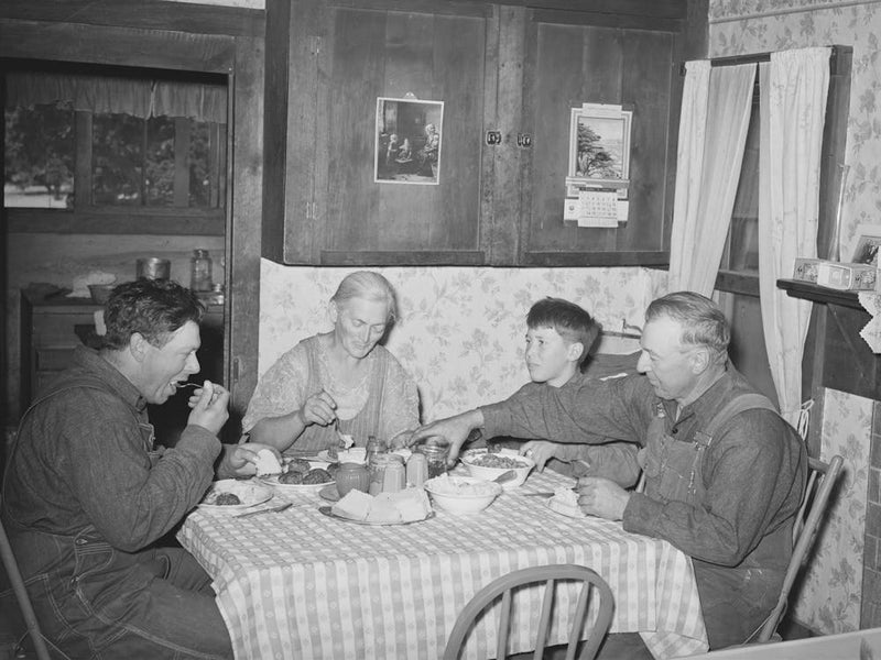 Mr And Mrs George Hutton, Their Son, And Grandson At Dinner, The Younger Mr, Hutton Homesteaded His Own Place,