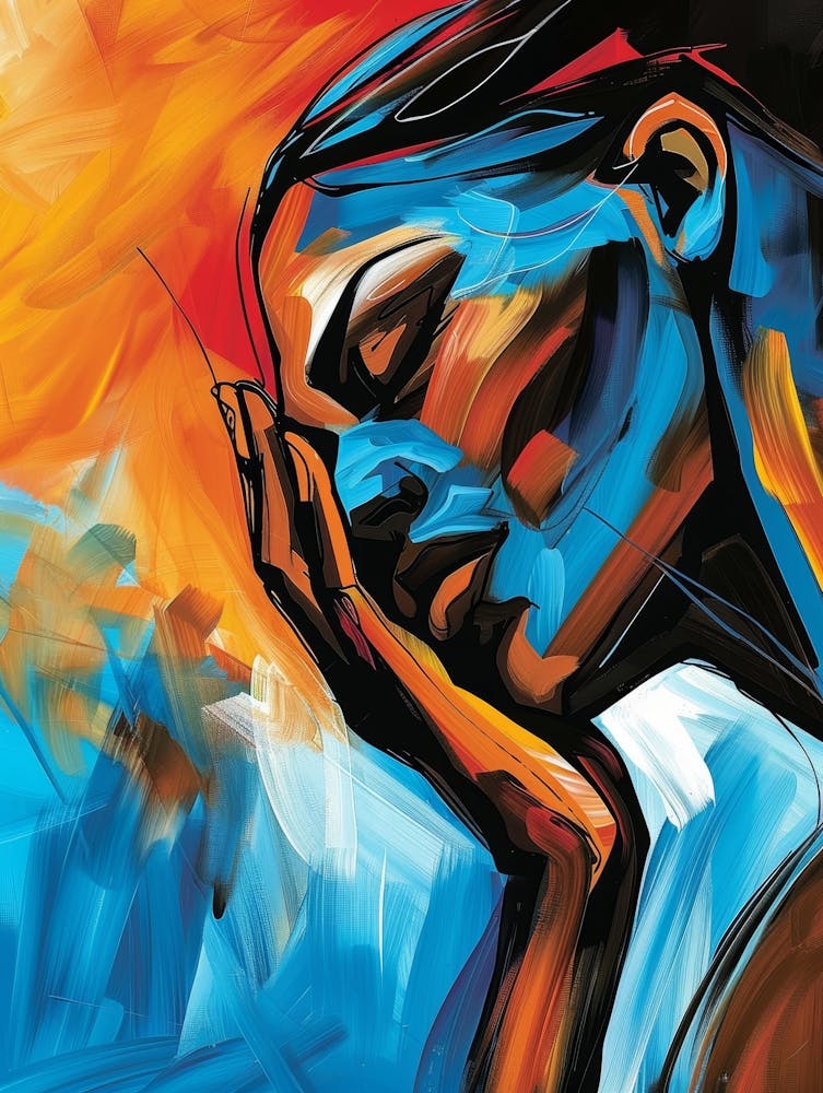 Woman In Blue And Orange 1