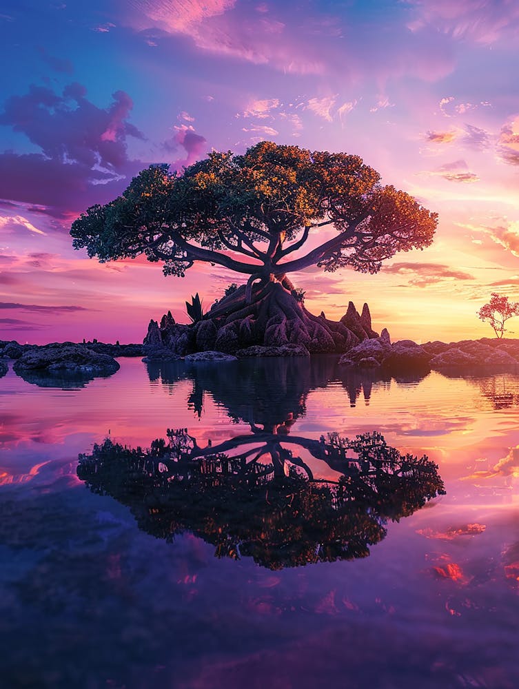Lone Tree At Sunset