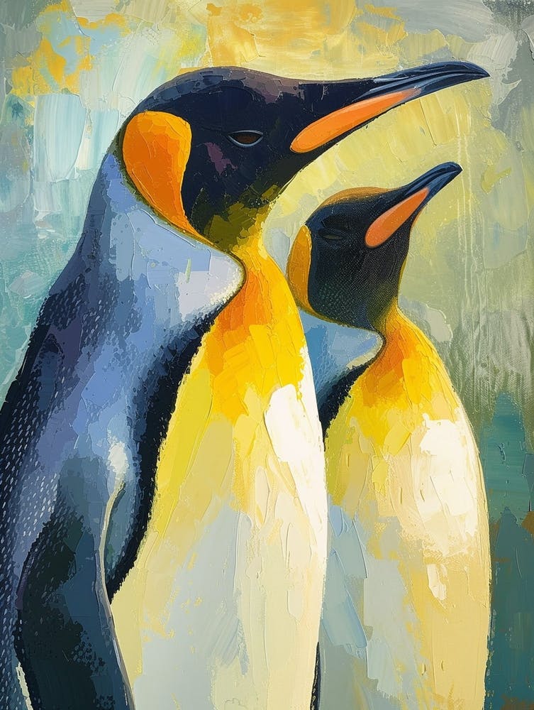 King Penguin Cuverville Island Colour Block Painting 3