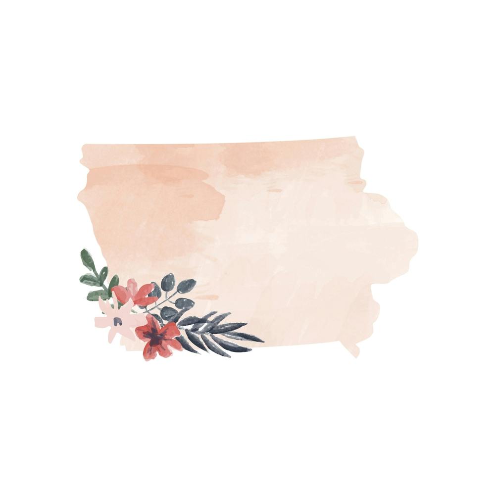 Iowa Watercolor Floral State