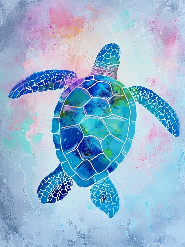 Colourful Paint Smudge Sea Turtle 1