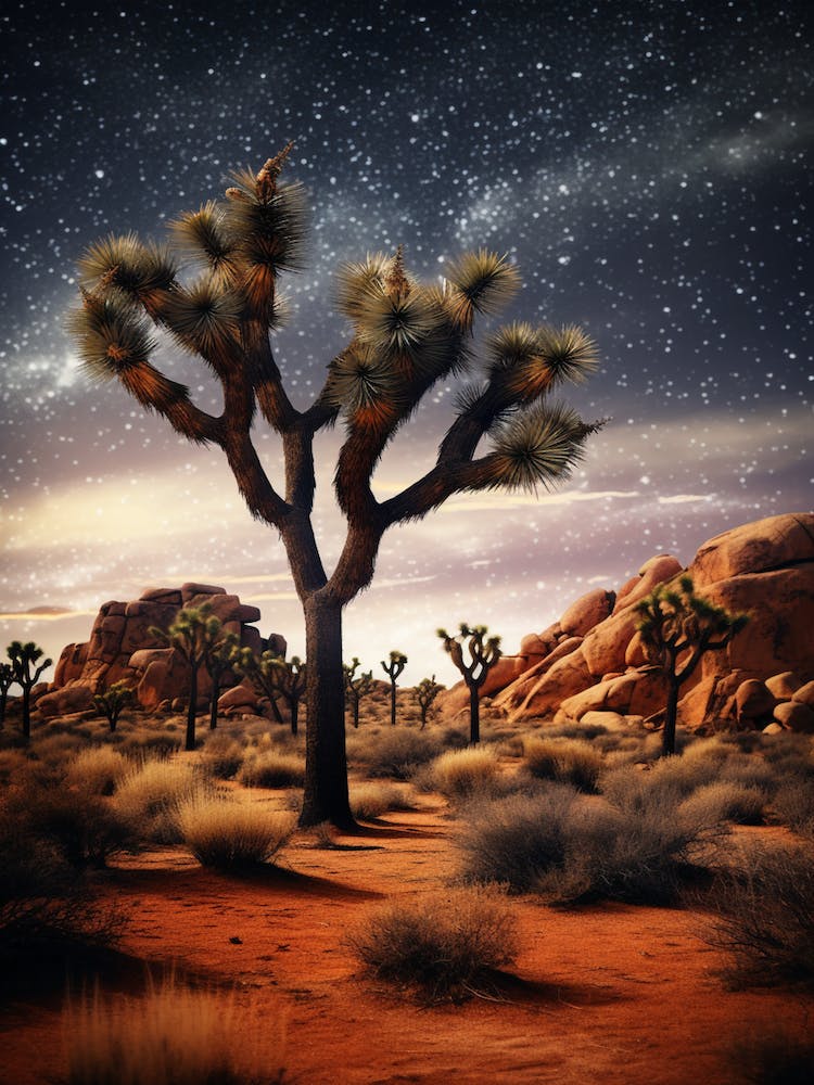 Joshua Tree With Starry Sky With Rain Drops In South Western Style (2)