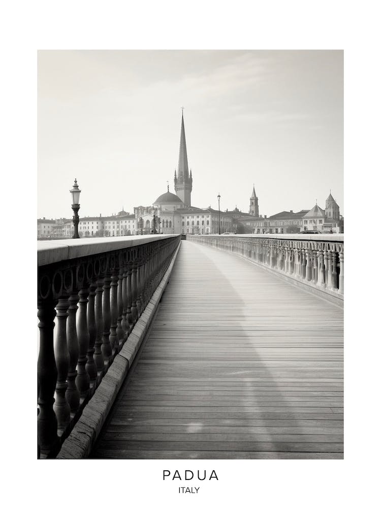 Poster Of Padua, Italy, Black And White Analogue Photography 3