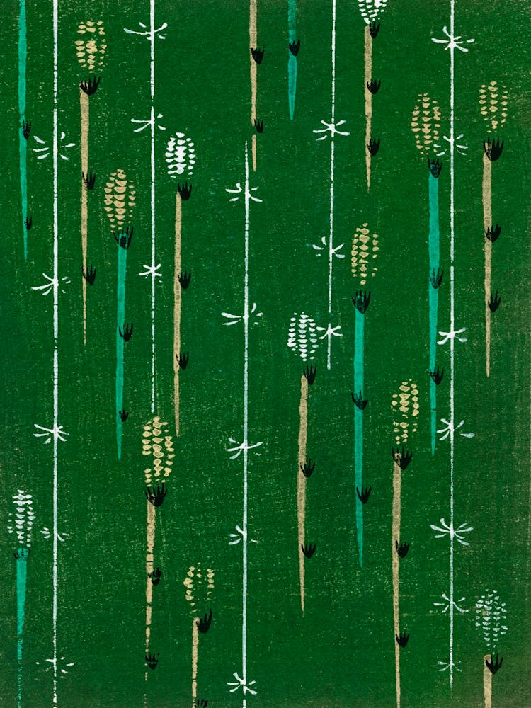 Vintage Ukiyo-e Woodblock Print Of Japanese Textile, Shima Shima, Furuya Korin (242)