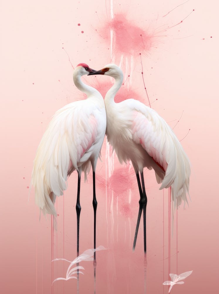 Two Cranes Kissing