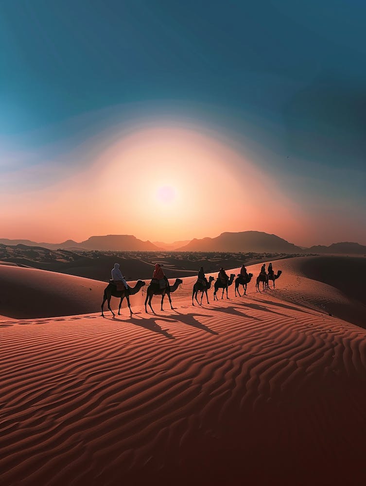 Camels In The Desert