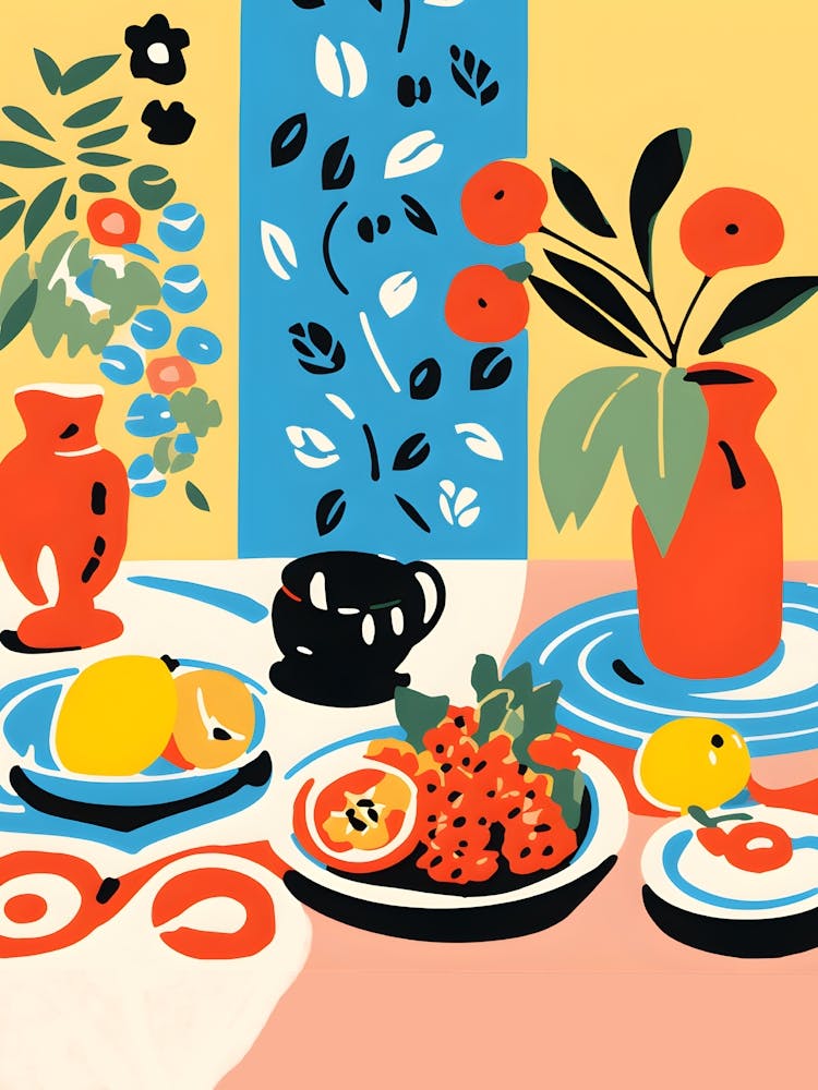 Boho Matisse-Stil Tischgedeck