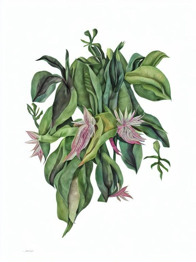 Orchid Cactus (Epiphyllum Species And Hybrids) Watercolor