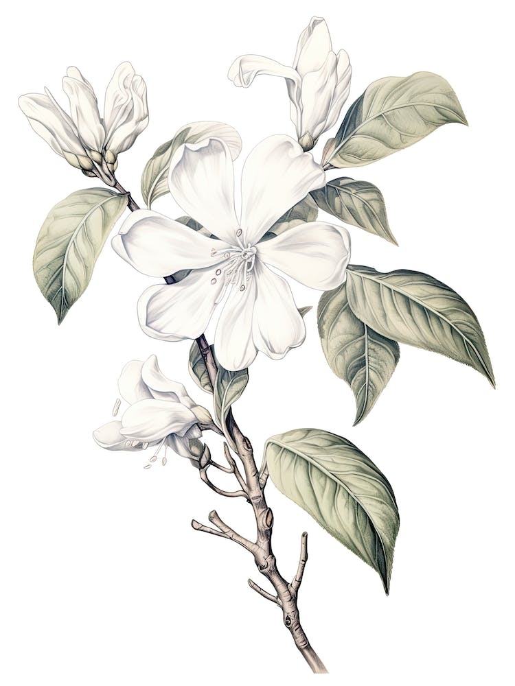 Jasmine Flower Vintage Botanical 3