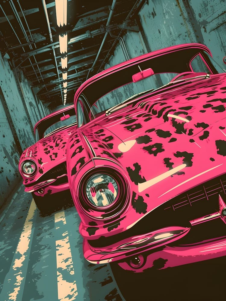 Rosa Auto Gemälde