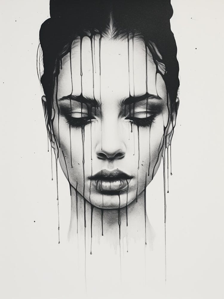 Paint Drip Detailed Line Face