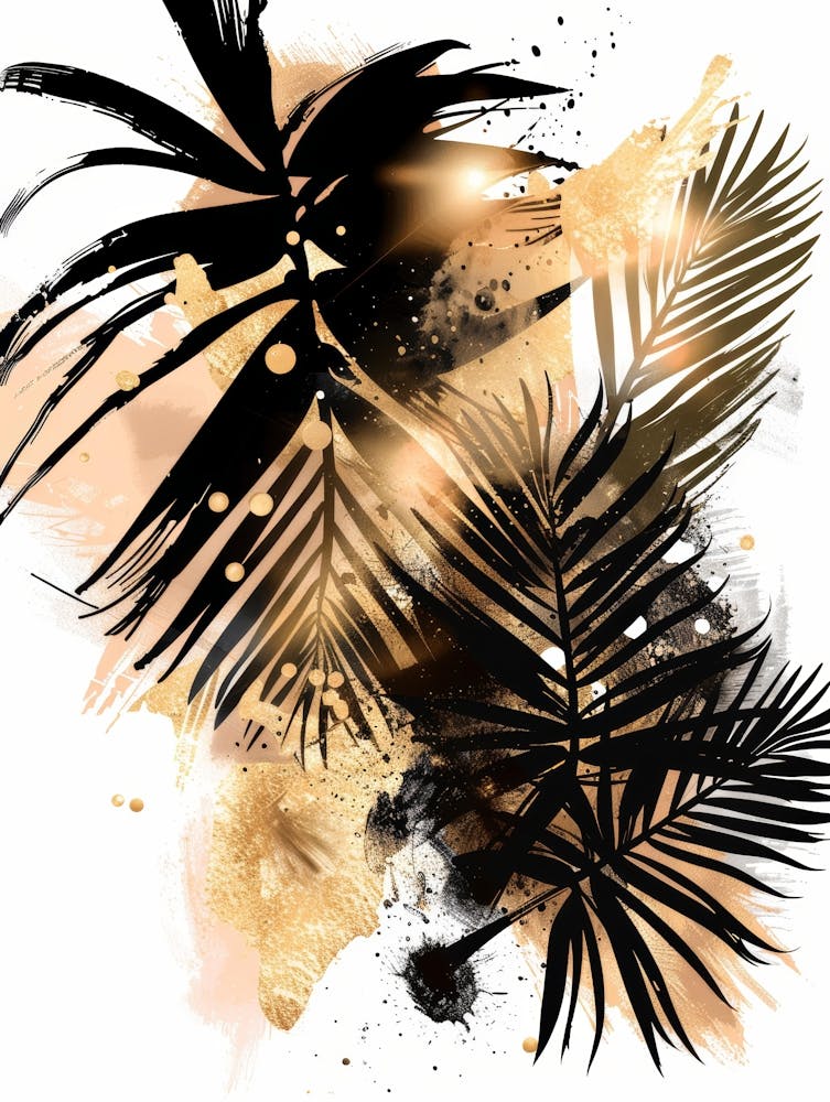 Gold And Black Palm Leaves 10