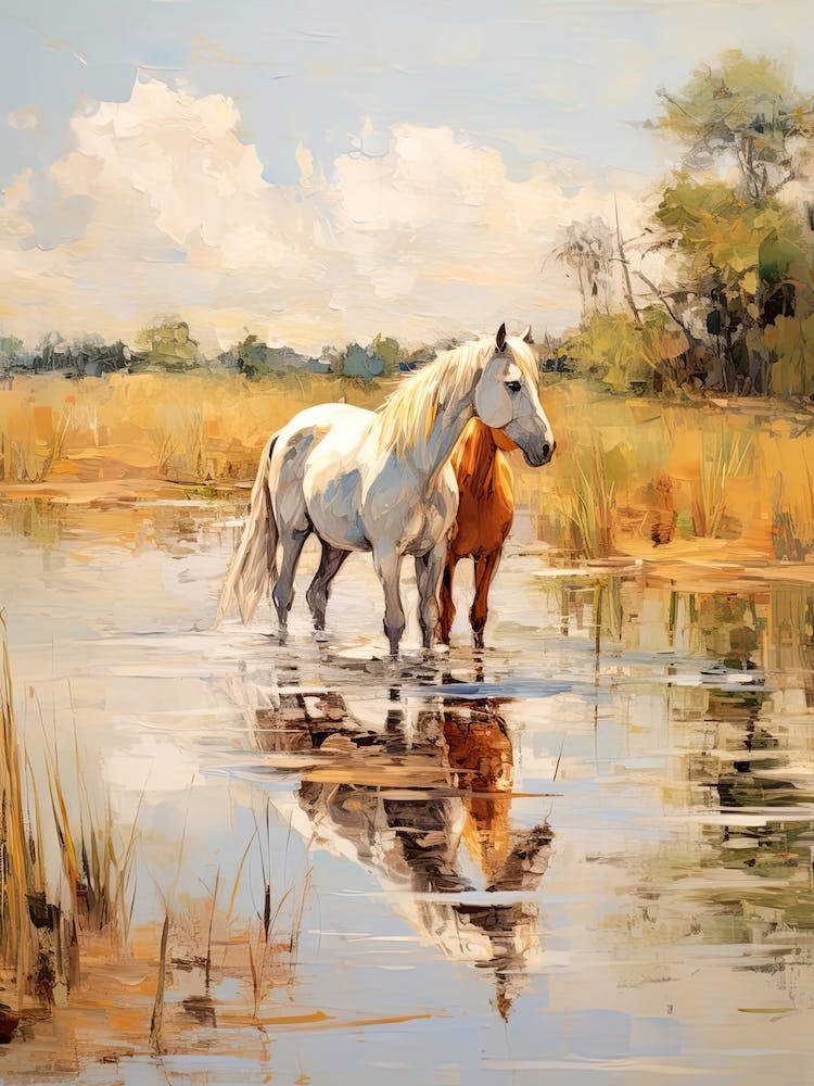 Horses Painting In Okavango Delta, Botswana 1