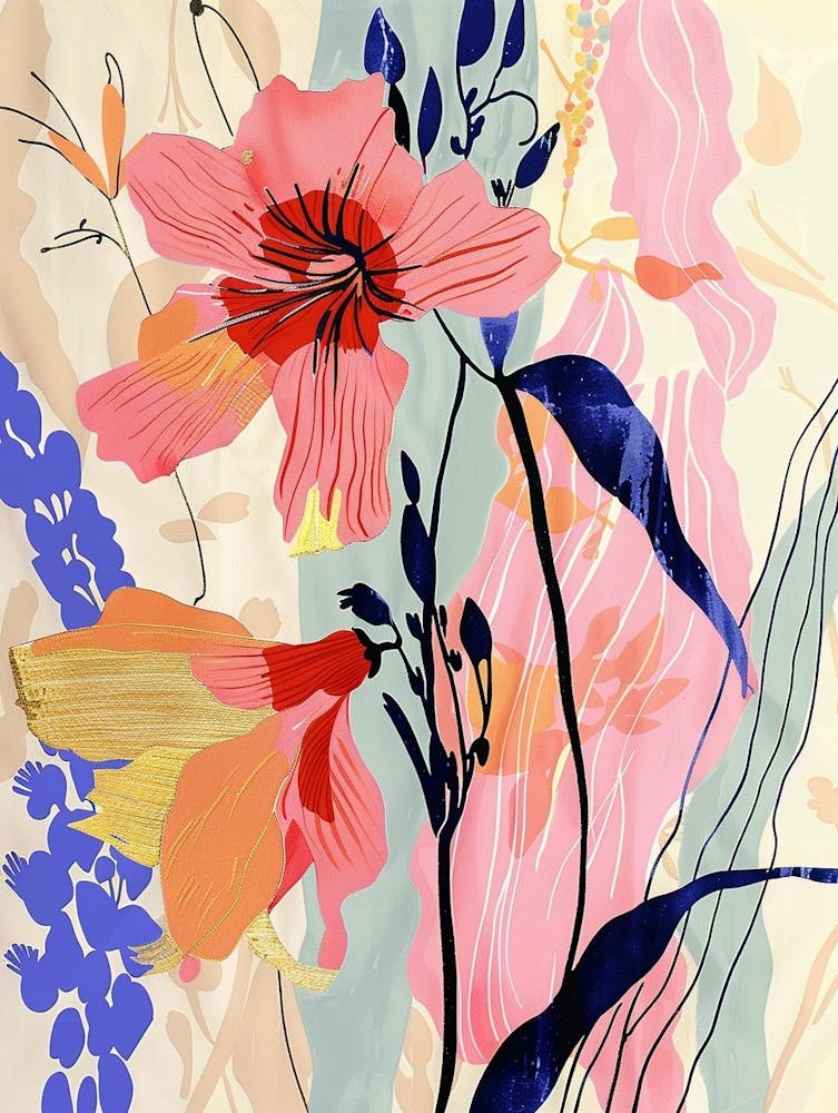 Colourful Flower Illustration Larkspur 4