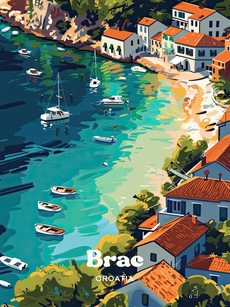 Brac Croatia Dalmatia Digital Travel Illustration