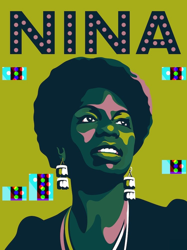 Nina Simone Jazz Icon Green