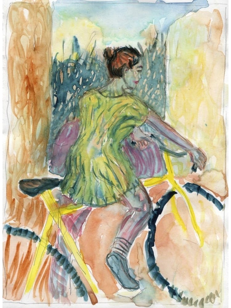 Mädchen Auf Gelbem Fahrrad